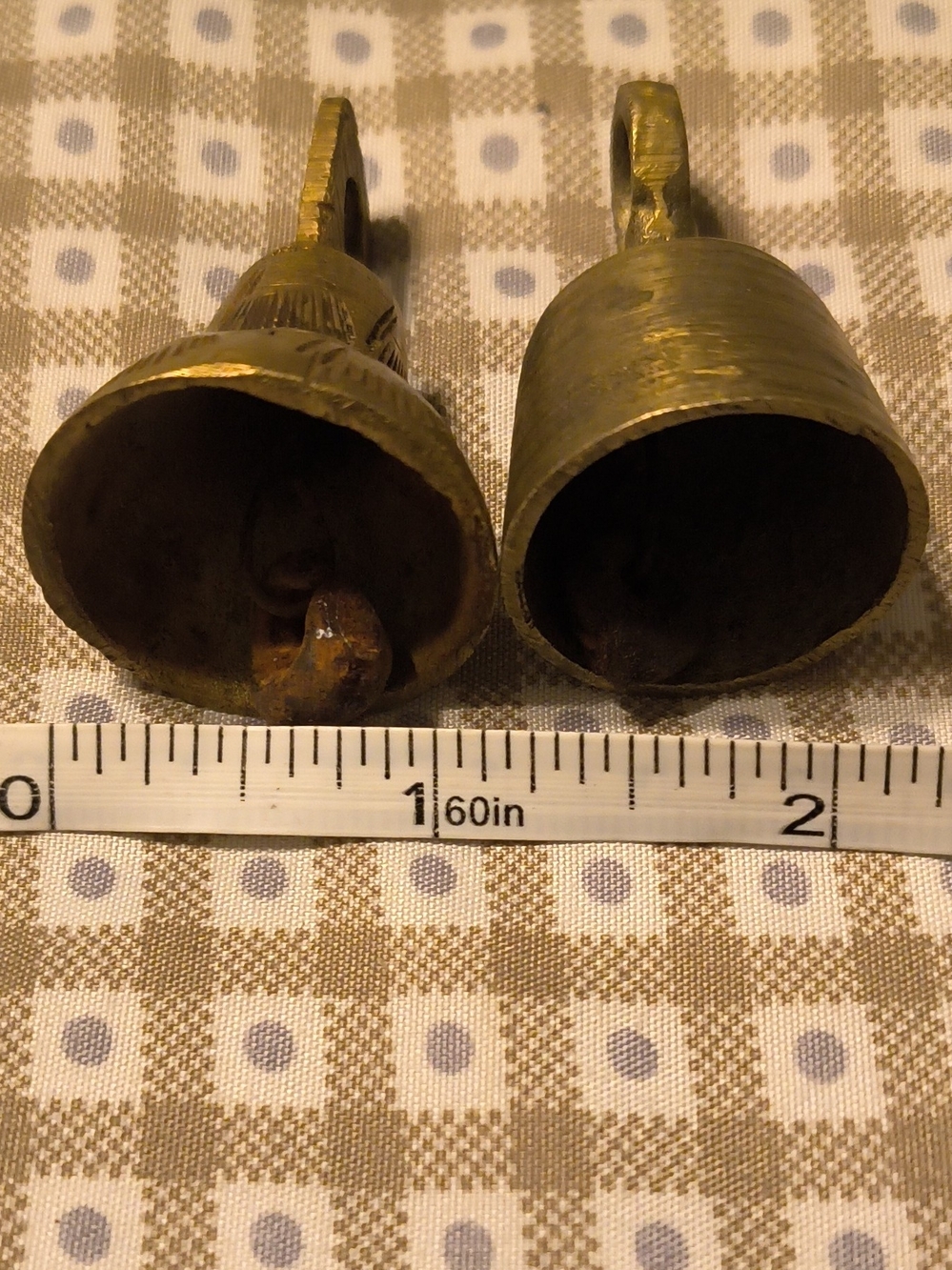 Source Unknown Pair of Small Brass Bells - Gold Tone